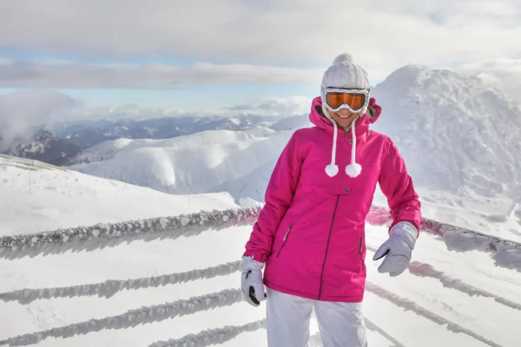 Růžová zimní bunda na lyže